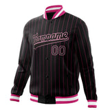 Custom Black-Pinstripe & Pink Pink Pinstripe Varsity Jacket JA01240607XY036