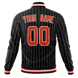 Custom Black-Pinstripe & Orange Gray Pinstripe Varsity Jacket JA01240607XY038