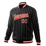 Custom Black-Pinstripe & Orange Gray Pinstripe Varsity Jacket JA01240607XY038