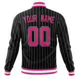 Custom Black-Pinstripe & Pink Gray Pinstripe Varsity Jacket JA01240607XY039