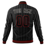 Custom Black-Pinstripe & White Gray Pinstripe Varsity Jacket JA01240607XY043