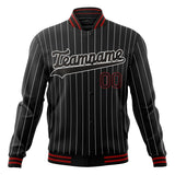 Custom Black-Pinstripe & White Gray Pinstripe Varsity Jacket JA01240607XY043