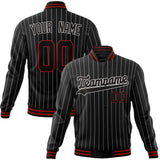 Custom Black-Pinstripe & White Gray Pinstripe Varsity Jacket JA01240607XY043