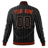 Custom Black-Pinstripe & Orange White Pinstripe Varsity Jacket JA01240607XY044