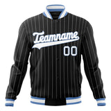 Custom Black-Pinstripe & White Gray Pinstripe Varsity Jacket JA01240607XY045