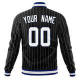 Custom Black-Pinstripe & White Gray Pinstripe Varsity Jacket JA01240607XY047