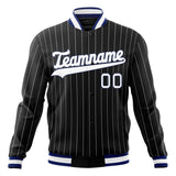 Custom Black-Pinstripe & White Gray Pinstripe Varsity Jacket JA01240607XY047