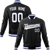 Custom Black-Pinstripe & White Gray Pinstripe Varsity Jacket JA01240607XY047