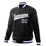 Custom Black-Pinstripe & White Gray Pinstripe Varsity Jacket JA01240607XY047