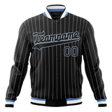 Custom Black-Pinstripe & Light-Blue Gray Pinstripe Varsity Jacket JA01240607XY050