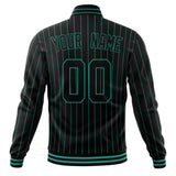 Custom Black-Pinstripe & Teal Teal Pinstripe Varsity Jacket JA01240607XY051