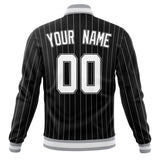 Custom Black-Pinstripe & White Gray Pinstripe Varsity Jacket JA01240607XY053