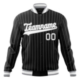 Custom Black-Pinstripe & White Gray Pinstripe Varsity Jacket JA01240607XY053