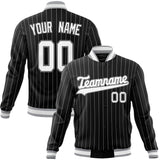 Custom Black-Pinstripe & White Gray Pinstripe Varsity Jacket