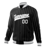 Custom Black-Pinstripe & White Gray Pinstripe Varsity Jacket JA01240607XY053