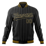 Custom Black-Pinstripe & Gold Gray Pinstripe Varsity Jacket JA01240607XY054