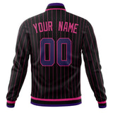 Custom Black-Pinstripe & Pink Pink Pinstripe Varsity Jacket JA01240607XY055