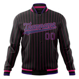 Custom Black-Pinstripe & Pink Pink Pinstripe Varsity Jacket JA01240607XY055