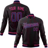 Custom Black-Pinstripe & Pink Pink Pinstripe Varsity Jacket