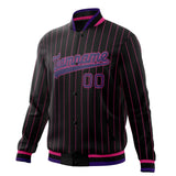 Custom Black-Pinstripe & Pink Pink Pinstripe Varsity Jacket JA01240607XY055