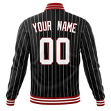 Custom Black-Pinstripe & White White Pinstripe Varsity Jacket JA01240607XY056