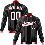 Custom Black-Pinstripe & White White Pinstripe Varsity Jacket