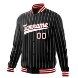 Custom Black-Pinstripe & White White Pinstripe Varsity Jacket JA01240607XY056