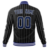 Custom Black-Pinstripe & Royal White Pinstripe Varsity Jacket JA01240607XY057