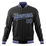 Custom Black-Pinstripe & Royal White Pinstripe Varsity Jacket JA01240607XY057