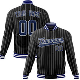 Custom Black-Pinstripe & Royal White Pinstripe Varsity Jacket