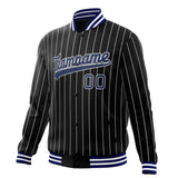 Custom Black-Pinstripe & Royal White Pinstripe Varsity Jacket JA01240607XY057