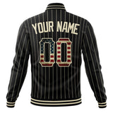 Custom Black-Pinstripe & Vintage-Usa-Flag Cream Pinstripe Varsity Jacket JA01240607XY058