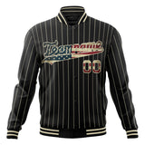 Custom Black-Pinstripe & Vintage-Usa-Flag Cream Pinstripe Varsity Jacket JA01240607XY058