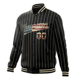 Custom Black-Pinstripe & Vintage-Usa-Flag Cream Pinstripe Varsity Jacket JA01240607XY058