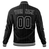 Custom Black-Pinstripe & White Gray Pinstripe Varsity Jacket JA01240607XY059