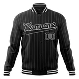 Custom Black-Pinstripe & White Gray Pinstripe Varsity Jacket JA01240607XY059