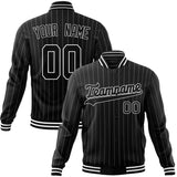 Custom Black-Pinstripe & White Gray Pinstripe Varsity Jacket JA01240607XY059