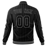 Custom Black-Pinstripe & Gray Gray Pinstripe Varsity Jacket JA01240607XY060