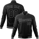 Custom Black-Pinstripe & Gray Gray Pinstripe Varsity Jacket JA01240607XY060