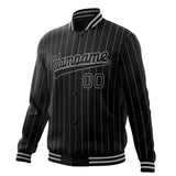 Custom Black-Pinstripe & Gray Gray Pinstripe Varsity Jacket JA01240607XY060