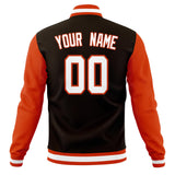 Custom Brown & Orange Solid Color Varsity Jacket JA01240607YX061