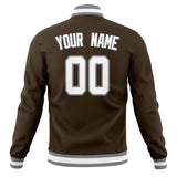 Custom Brown & White Solid Color Varsity Jacket JA01240607YX062