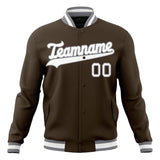 Custom Brown & White Solid Color Varsity Jacket JA01240607YX062