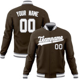 Custom Brown & White Solid Color Varsity Jacket JA01240607YX062