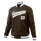 Custom Brown & White Solid Color Varsity Jacket JA01240607YX062