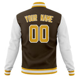 Custom Brown & White Solid Color Varsity Jacket JA01240607YX063