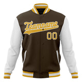 Custom Brown & White Solid Color Varsity Jacket JA01240607YX063