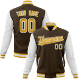 Custom Brown & White Solid Color Varsity Jacket