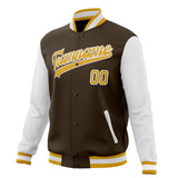 Custom Brown & White Solid Color Varsity Jacket JA01240607YX063