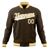 Custom Brown & White Solid Color Varsity Jacket JA01240607YX064